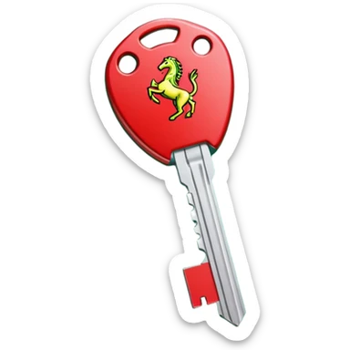 red Ferrari key with a green background sticker