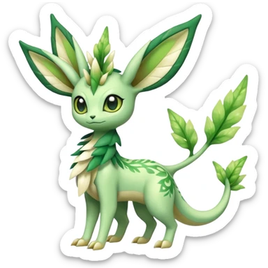 Sparkly White And Green Natural Flowery Colorful Leafeon-Flygon-Celebi-Fakémon-hybrid-creature (full body)  sticker