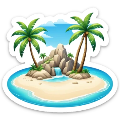tropical island with palm trees and ocean sticker
