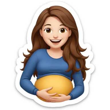 Long brown hair woman laughing so hard that she’s holding her belly sticker