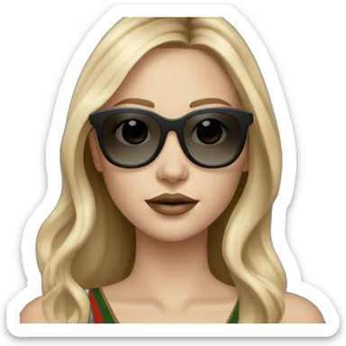 a blonde girl with highlights, long hair, middle part and a square head shape wearing gucci sunglasses sticker