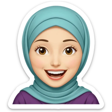 hijabi woman with medium fair skin, laughing sticker
