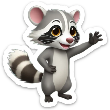 opossum high five raccoon sticker