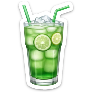 Japanese cream soda green on a glass with ice sticker