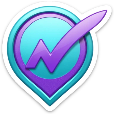 glitter purple and cian checkmark sticker
