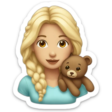 Femme avec un ours en peluche sticker