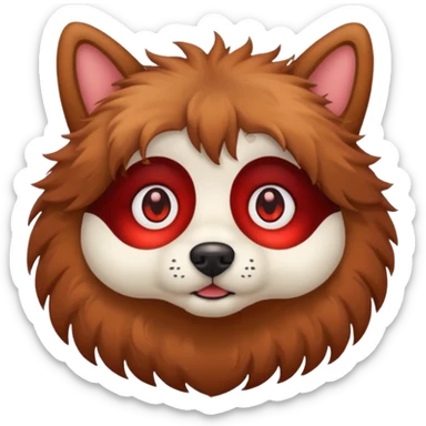 red eyed dog fluffy sticker
