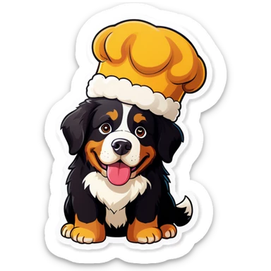 Bernese mountain dog with baking hat  sticker