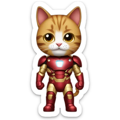cat in a ironman costume sticker