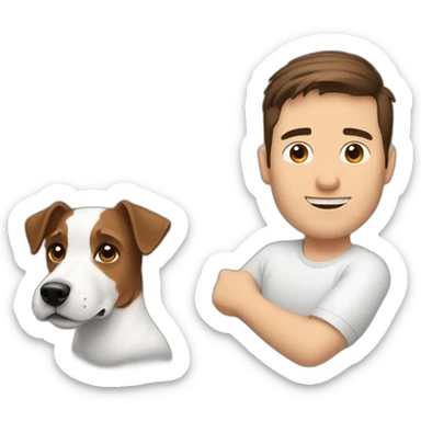Man with modern brown hair cut with jack russell terrier dog sticker