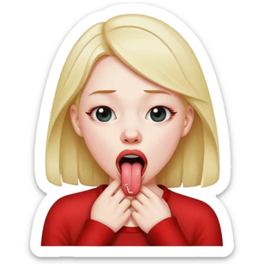 Girl choking herself w tounge out  sticker