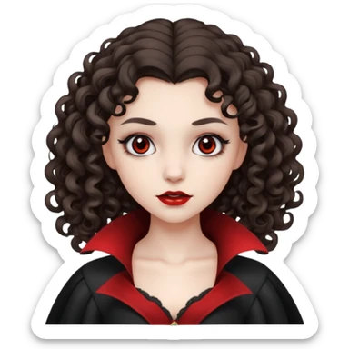 vampire brunette girl with curly, almost straight hair big black gril sticker