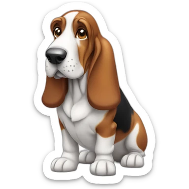 Dog basset hound full-standing sticker