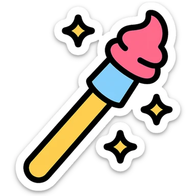color outline icon of a magic wand with frosting tip sticker