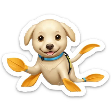 White labrador with snorkel and swimming fins sticker