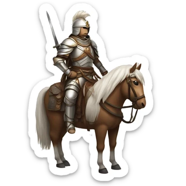 a white avar nomadic soldier on a horse from the side with leather armor on sticker