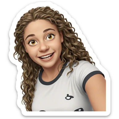 smiling woman with long hair sticker