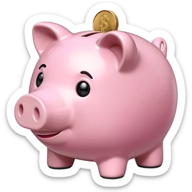 pink piggy bank with coin slot sticker