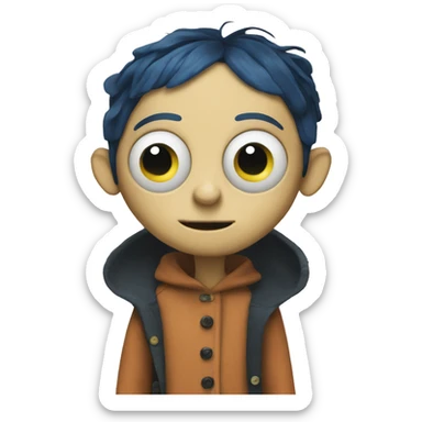 Coraline with button eyes  sticker