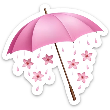 ☂️🌸Two cherry blossoms dropped from a pink umbrella sticker