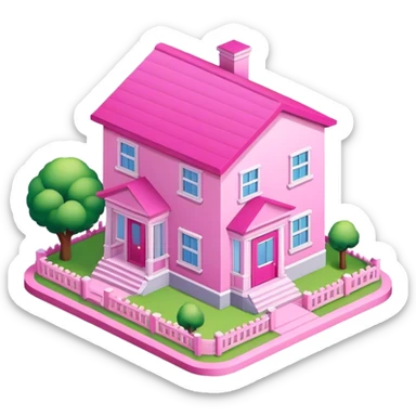 Isometric pink house sticker