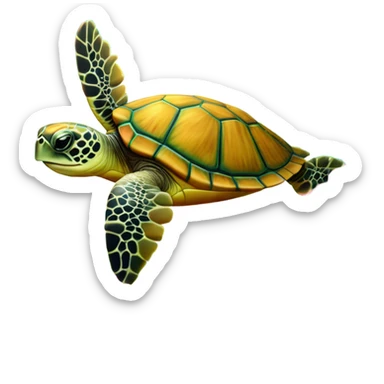 Lisa Frank Sea turtle with hibiscus  sticker