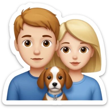 Girl and boy with a dog sticker