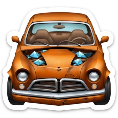 crashed car sticker