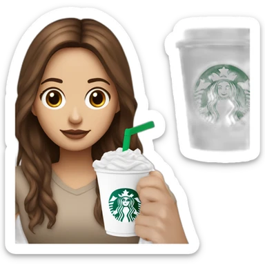 Starbucks cup cold drink with white girl brown hair with Luis vittuon Bag sticker