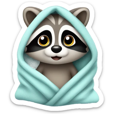 Cute raccoon in blanket sticker