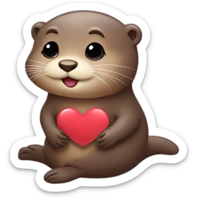otter with heart sticker