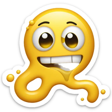 Sticky yellow drool emoji with white glue on face sticker