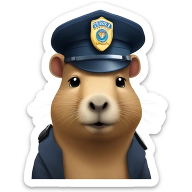 capybara police hat 3/4 turn sticker