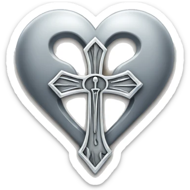 Silver heart shape with ankh in the center sticker