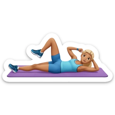 exercise mat with a figure lying and lifting legs sticker