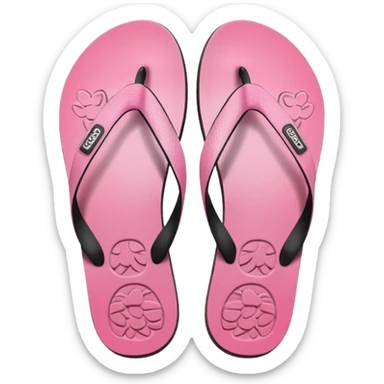 female pink wornout flip flips with toes inprints on soles sticker