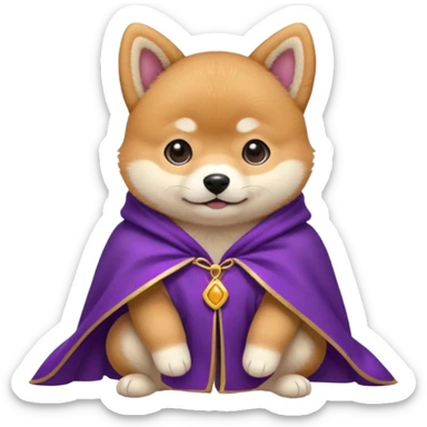 baby shiba dog, in magic purple cloak sticker