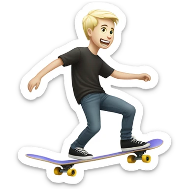 Skateboarding white pale boy riding a skate board sticker