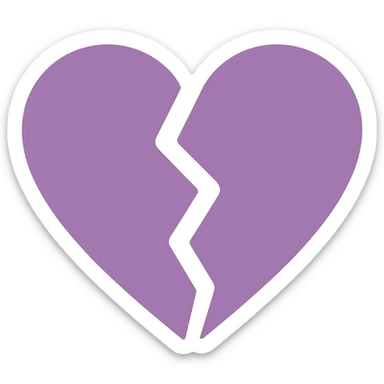 A dull purple broken heart sticker