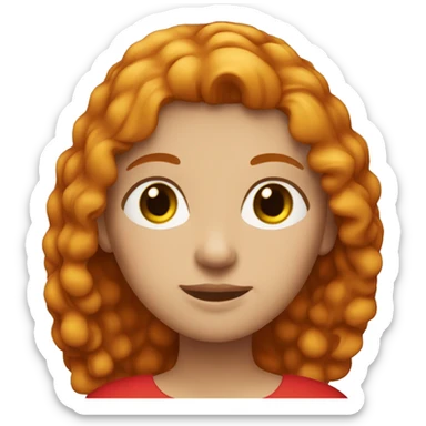 Ginger girl medium straight hair brown eyes in a red dress sticker