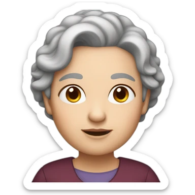 A grandmother with white skin, round face and dark red hair sticker