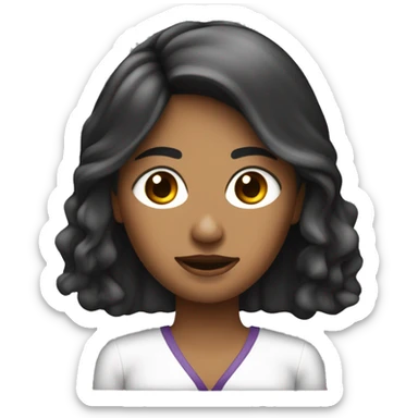 Mujer tes trigueña con cabello oscuro con tijera de peluquera  sticker