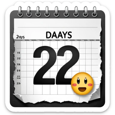 calendar page with the words '2 days' sticker