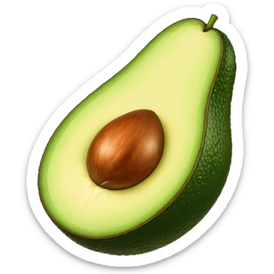 ripe avocado fruit cut in half sticker