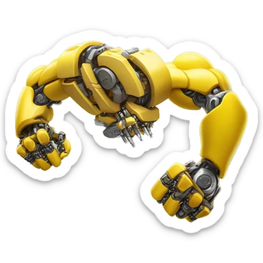 Flexing yellow mechanical cyborg bicep and arm sticker
