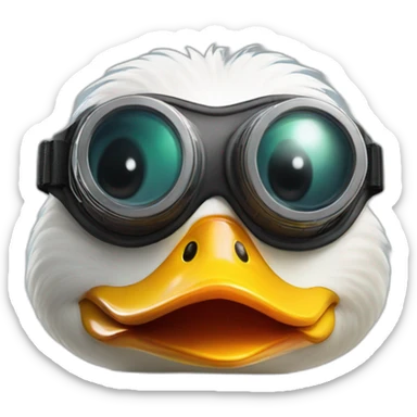 Aggressive looking duck with a pair of goggles on its head sticker