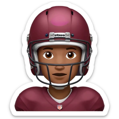 college football player Maroon color ( face and Helmet ) sticker