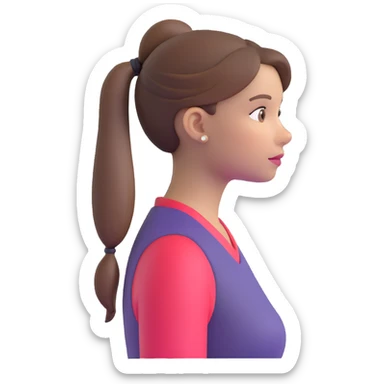 girl with brown hair and ponytail sticker