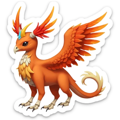 Skeletal feathery fiery winged horned Amaura-Aurorus-Pokémon-Fakémon-hybrid-fusion-creature, full body sticker