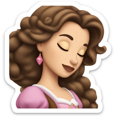 Sleeping brunette beauty princess Disney sticker